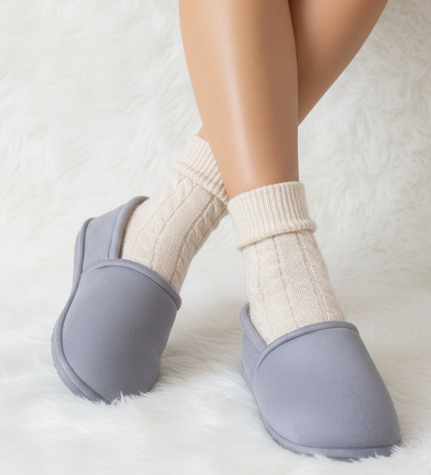 Pantufla estilo zapato plomo